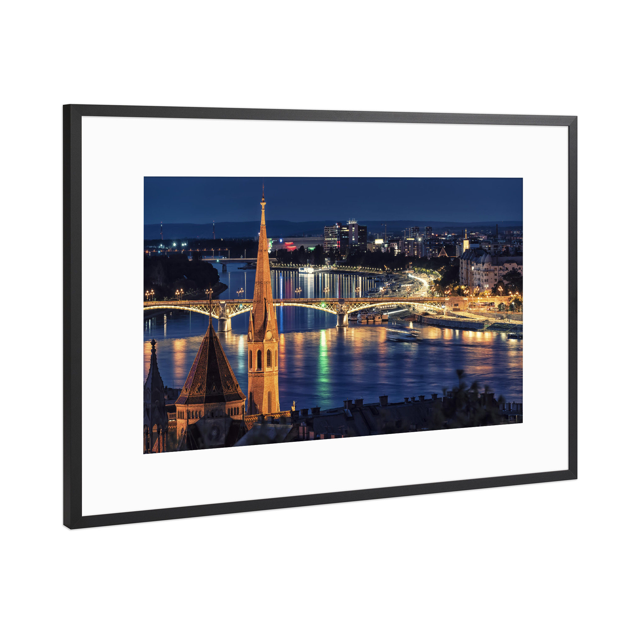 Poster mit Rahmen Schwarz (Metallic) "Budapest By Night" artboxONE - Städte,Reise,Architektur,Reise / Länder,Städte / Budapest