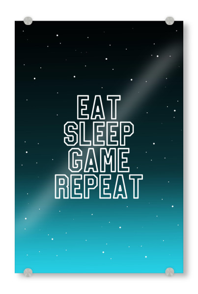 Acrylglasbild "Game Repeat - Blue" artboxONE - Typografie,Fiktion,Für Papa,Männer