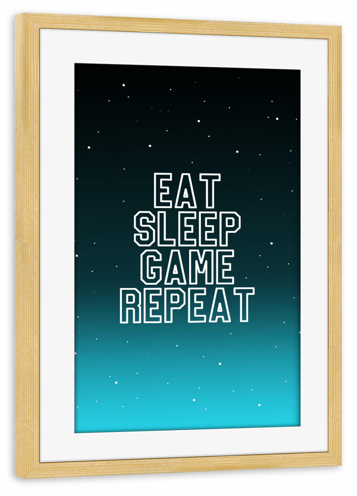 Poster mit Rahmen kiefer "Game Repeat - Blue" artboxONE - Typografie,Fiktion,Für Papa,Männer
