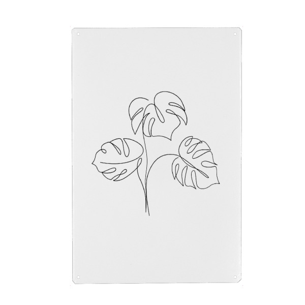 Metall Poster "Line Art Monstera" artboxONE - Natur,Floral