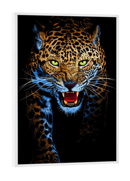 Poster mit weißem Rahmen "Leopard stalking" artboxONE - Tiere