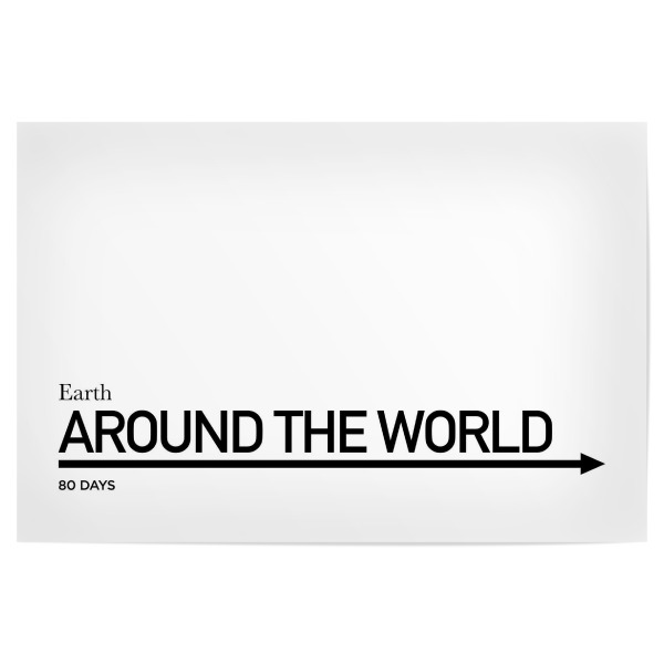 Poster "AROUND THE WORLD - Road Sign" artboxONE - Städte,Typografie,Reise,Schwarzweiß,Reise / Länder