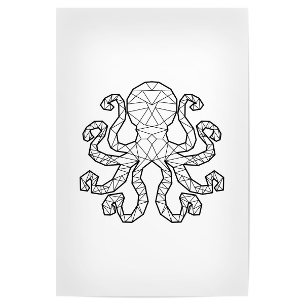 Poster 30x20 cm "Geometrischer Kraken" artboxONE - Tiere,Abstrakt,Geometrie,Unterwasser
