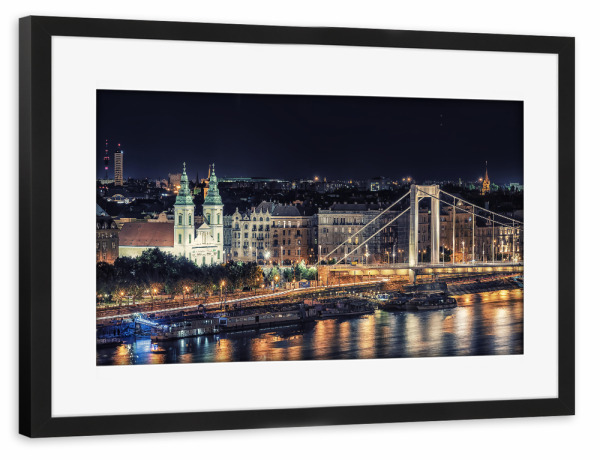 Poster mit Rahmen schwarz "Night in Budapest" artboxONE - Städte,Reise,Architektur,Reise / Länder,Städte / Budapest