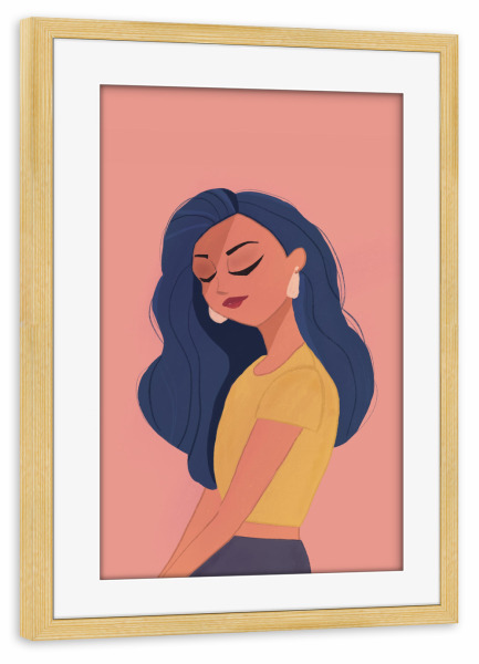 Poster mit Rahmen kiefer "Elsa Bean - Blue Hair" artboxONE - Comic,Menschen,Fashion