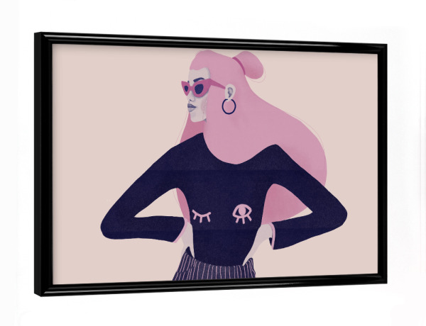 Poster mit schwarzem Rahmen "Grenzebach - Want to eat her Hair" artboxONE - Comic,Menschen,Fashion