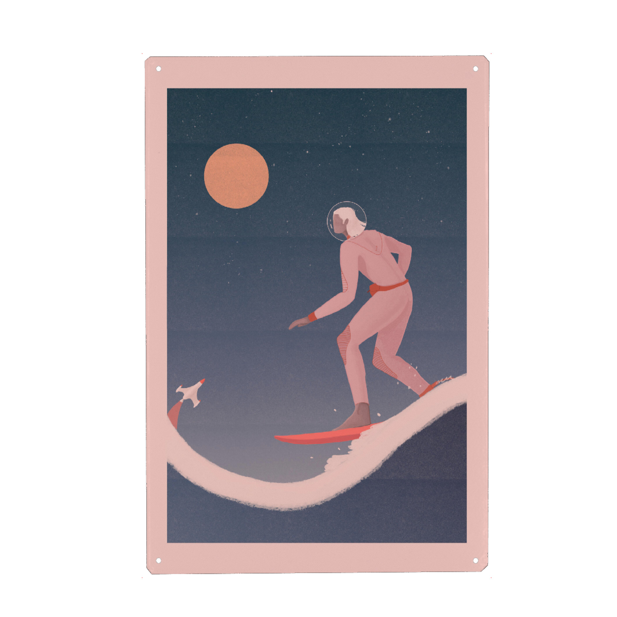 Holzbild "Grenzebach - Surfing on planets" artboxONE - Comic,Menschen,Sport,Fiktion,Galaxy