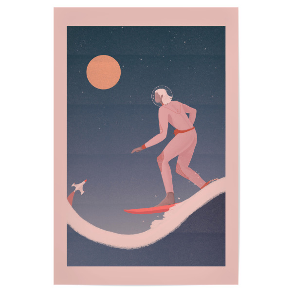 Poster 30x20 cm "Grenzebach - Surfing on planets" artboxONE - Comic,Menschen,Sport,Fiktion,Galaxy