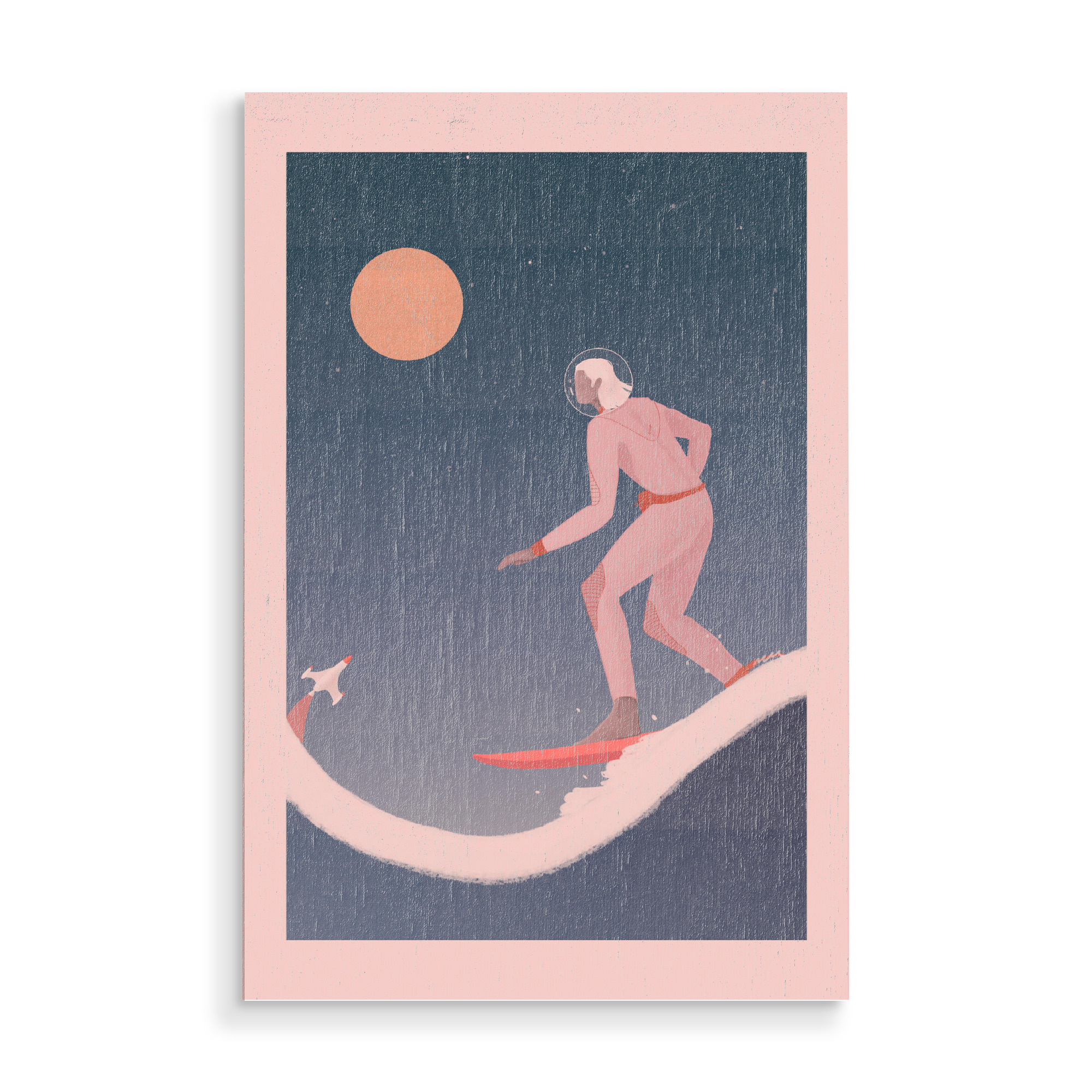 Holzbild "Grenzebach - Surfing on planets" artboxONE - Comic,Menschen,Sport,Fiktion,Galaxy