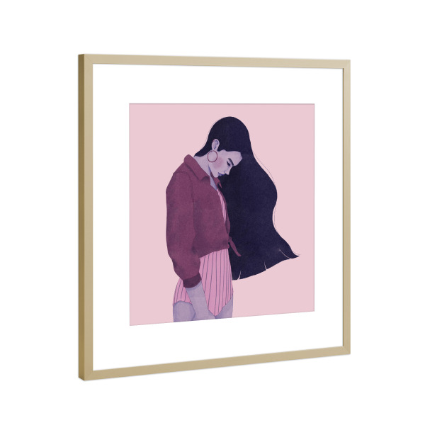 Poster mit Rahmen Gold "Grenzebach - Hair like Night sky" artboxONE - Comic,Menschen,Fashion