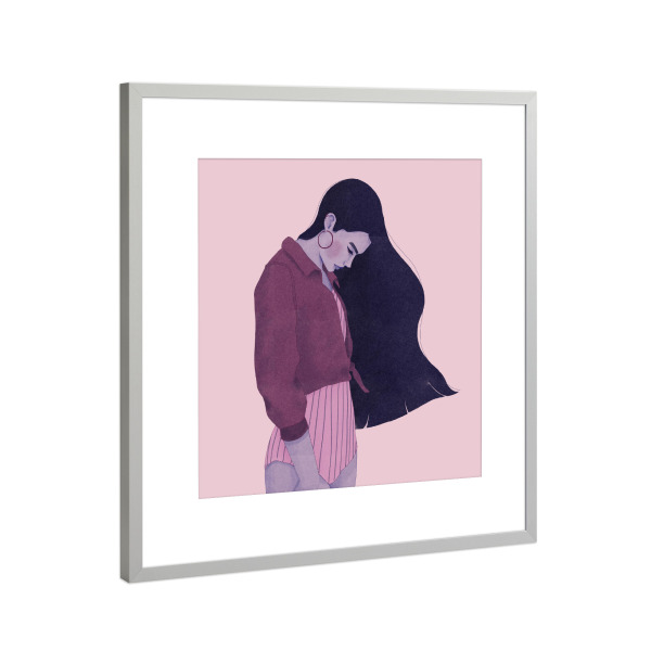 Poster mit Rahmen Silber "Grenzebach - Hair like Night sky" artboxONE - Comic,Menschen,Fashion