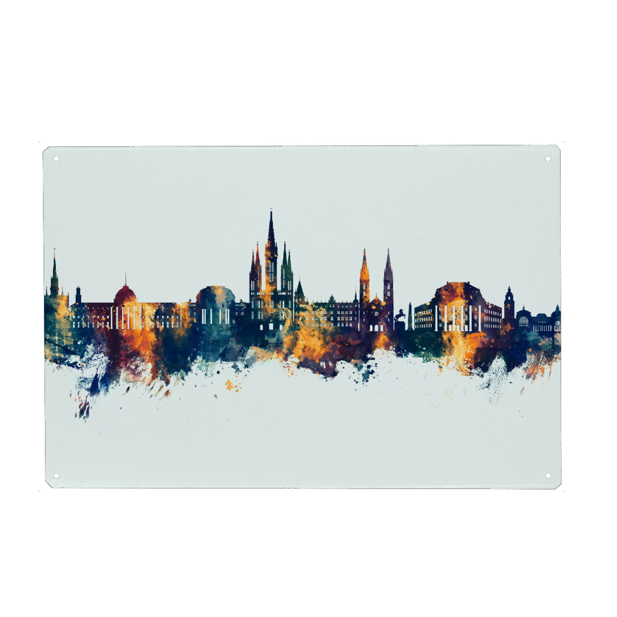 Metall Poster "Wiesbaden Germany Skyline Winter" artboxONE - Städte