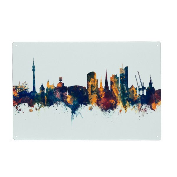 Metall Poster "Dortmund Germany Skyline Winter" artboxONE - Städte