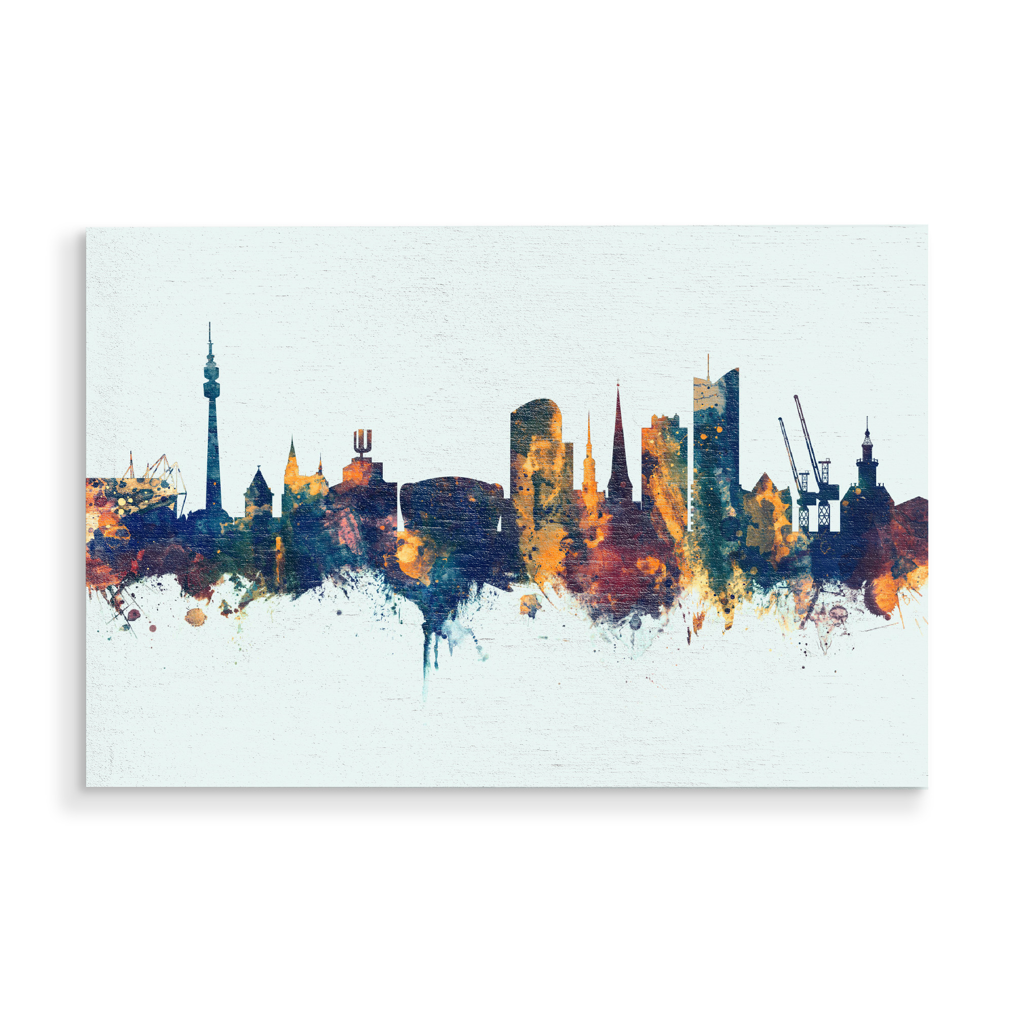 Holzbild "Dortmund Germany Skyline Winter" artboxONE - Städte