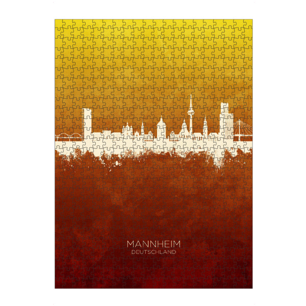 Puzzle Ravensburger "Mannheim Skyline RedYellow" artboxONE - Städte