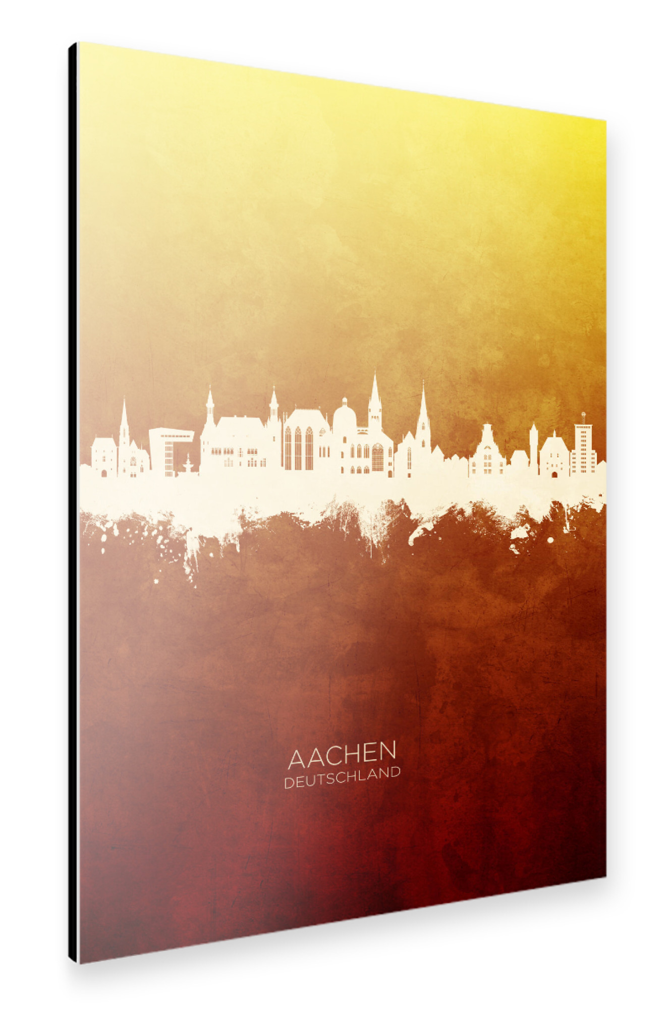 Alu-Dibond "Aachen Germany Skyline RedYellow" 75x50 cm artboxONE
