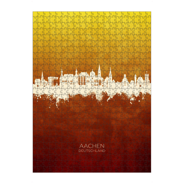 Puzzle Ravensburger "Aachen Germany Skyline RedYellow" artboxONE - Städte