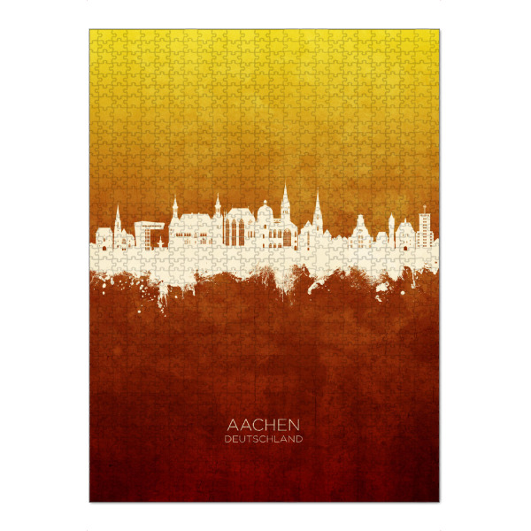 Puzzle Ravensburger "Aachen Germany Skyline RedYellow" artboxONE - Städte