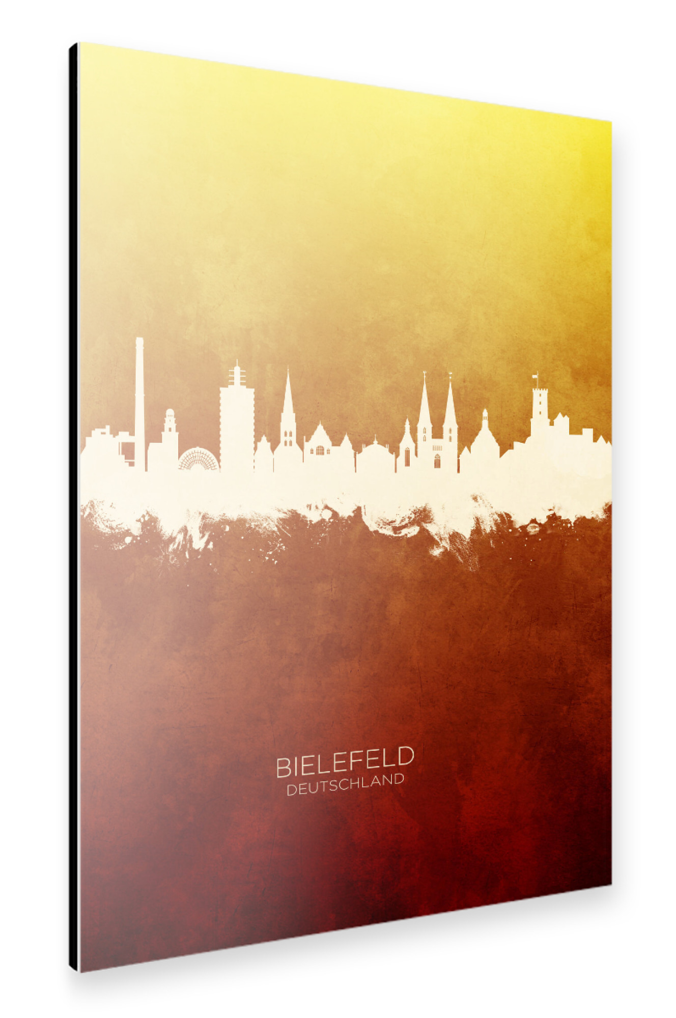 Alu-Dibond "Bielefeld Skyline RedYellow" 30x20 cm artboxONE