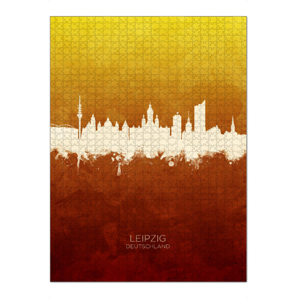 Puzzle Ravensburger "Leipzig Germany Skyline RedYellow" artboxONE - Städte