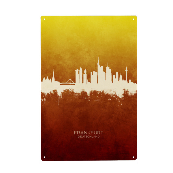 Holzbild "Frankfurt Skyline RedYellow" artboxONE - Städte,Städte / Frankfurt