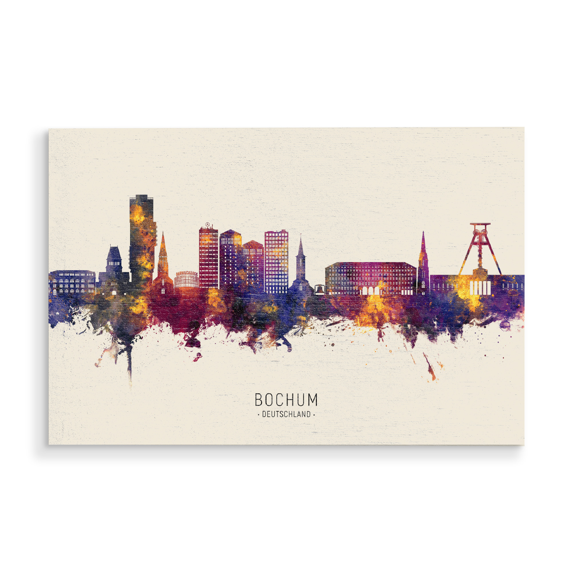 Holzbild "Bochum Skyline Autumn Name" artboxONE - Städte