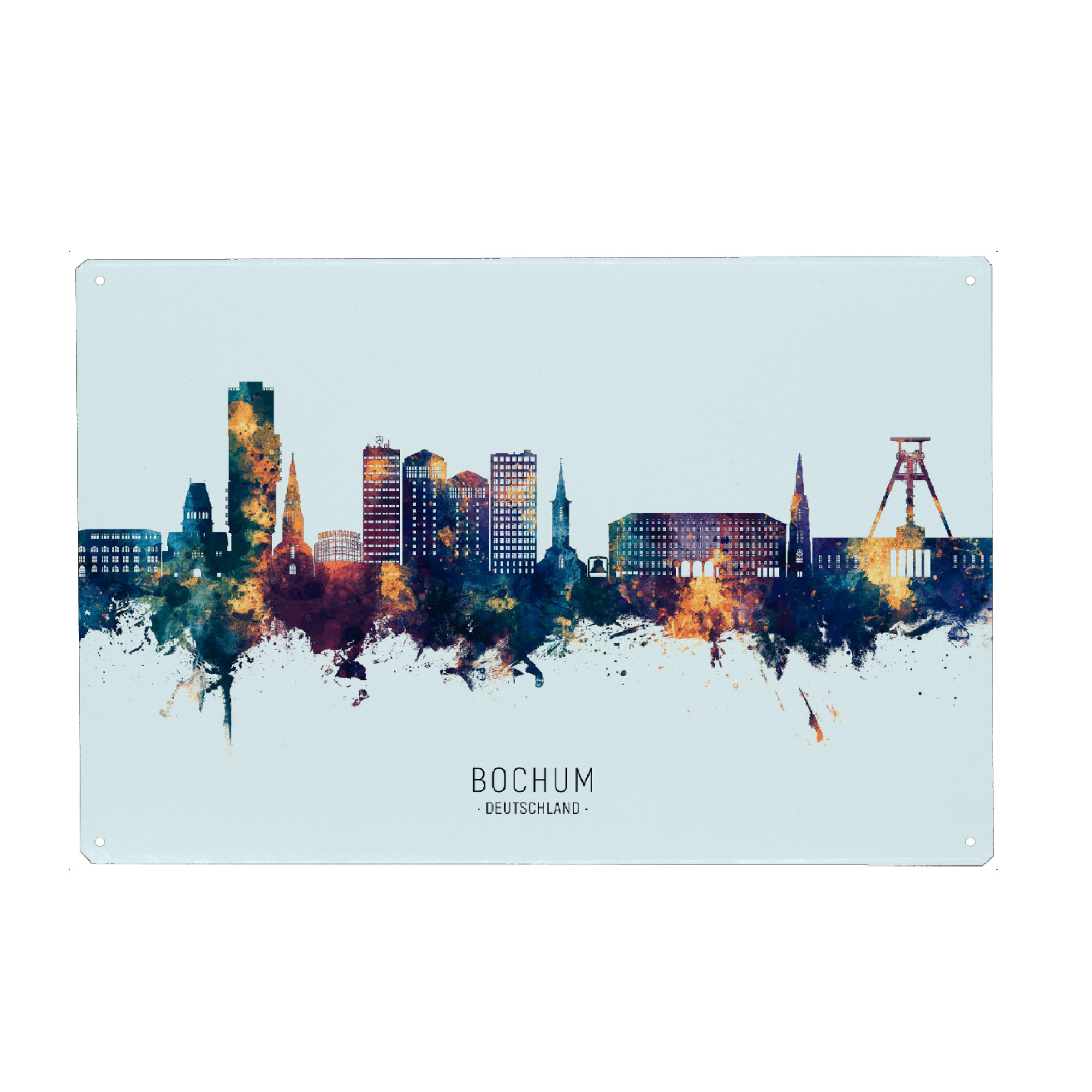 Metall Poster "Bochum Germany Skyline BlueOrange" artboxONE - Städte