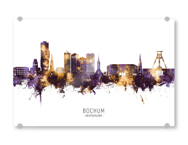 Acrylglasbild "Bochum Germany Skyline PurpleGold" artboxONE - Städte