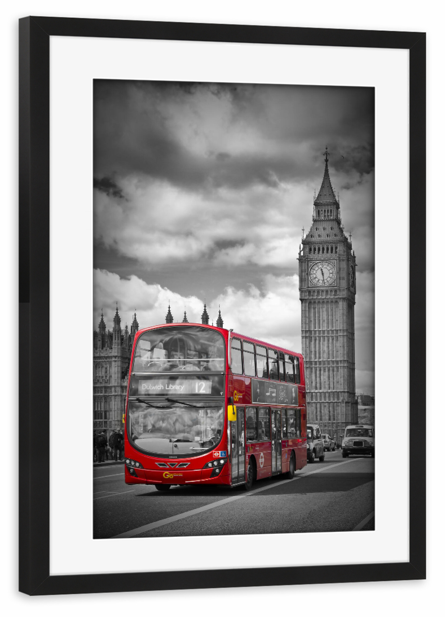 Poster mit Rahmen schwarz "Typische Straßenszene aus London" artboxONE - Städte,Städte / London,Architektur