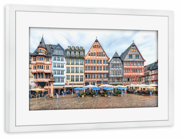 Poster mit Rahmen weiß "Frankfurt Old Town" artboxONE - Städte,Reise,Architektur,Städte / Frankfurt,Reise / Länder