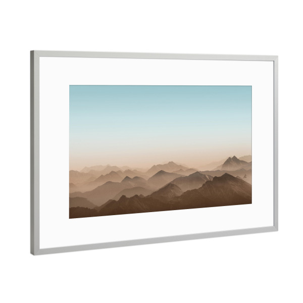 Poster mit Rahmen Silber "Alpen am Abend" artboxONE - Natur,Reise
