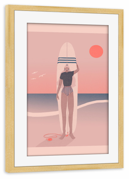 Poster mit Rahmen kiefer "Grenzebach - Red Sky Blue Sea" artboxONE - Reise,Comic,Menschen,Fashion,Sport