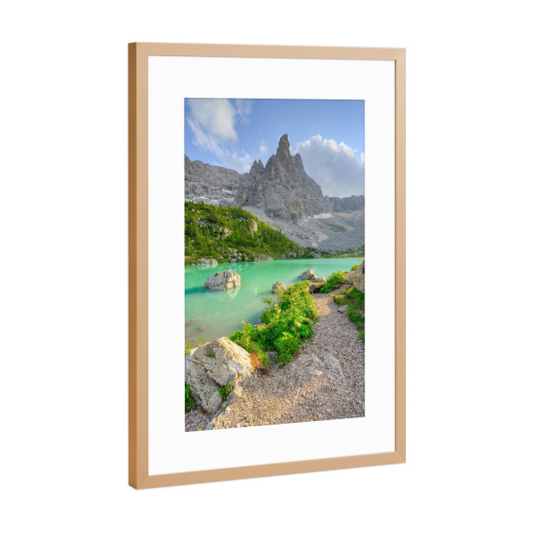 Poster mit Rahmen Kupfer "Lago di Sorapis Dolomiten" artboxONE - Natur,Reise,Reise / Länder