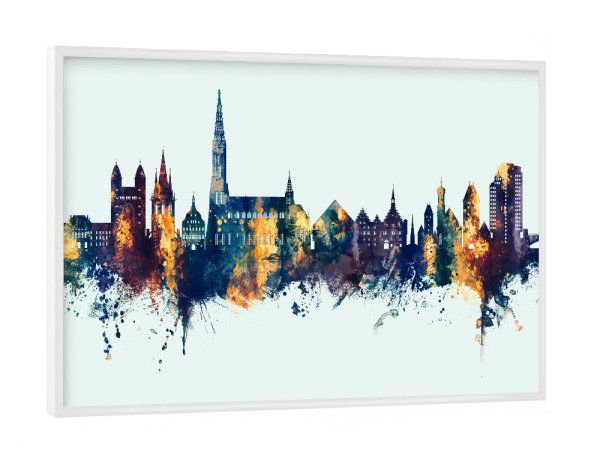 Poster mit weißem Rahmen "Ulm Germany Skyline Winter" artboxONE - Städte
