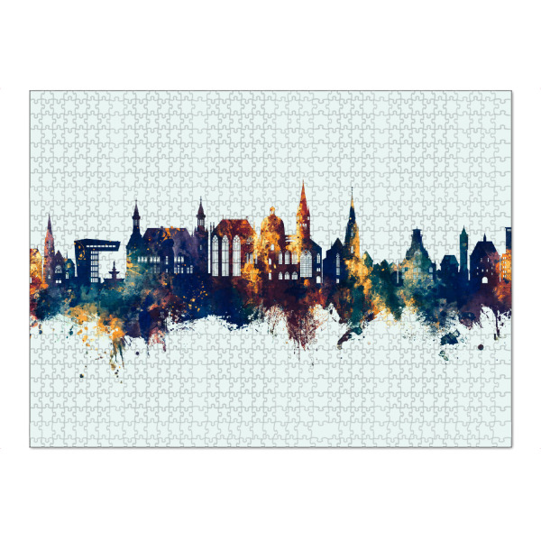 Puzzle Ravensburger "Aachen Germany Skyline Winter" artboxONE - Städte