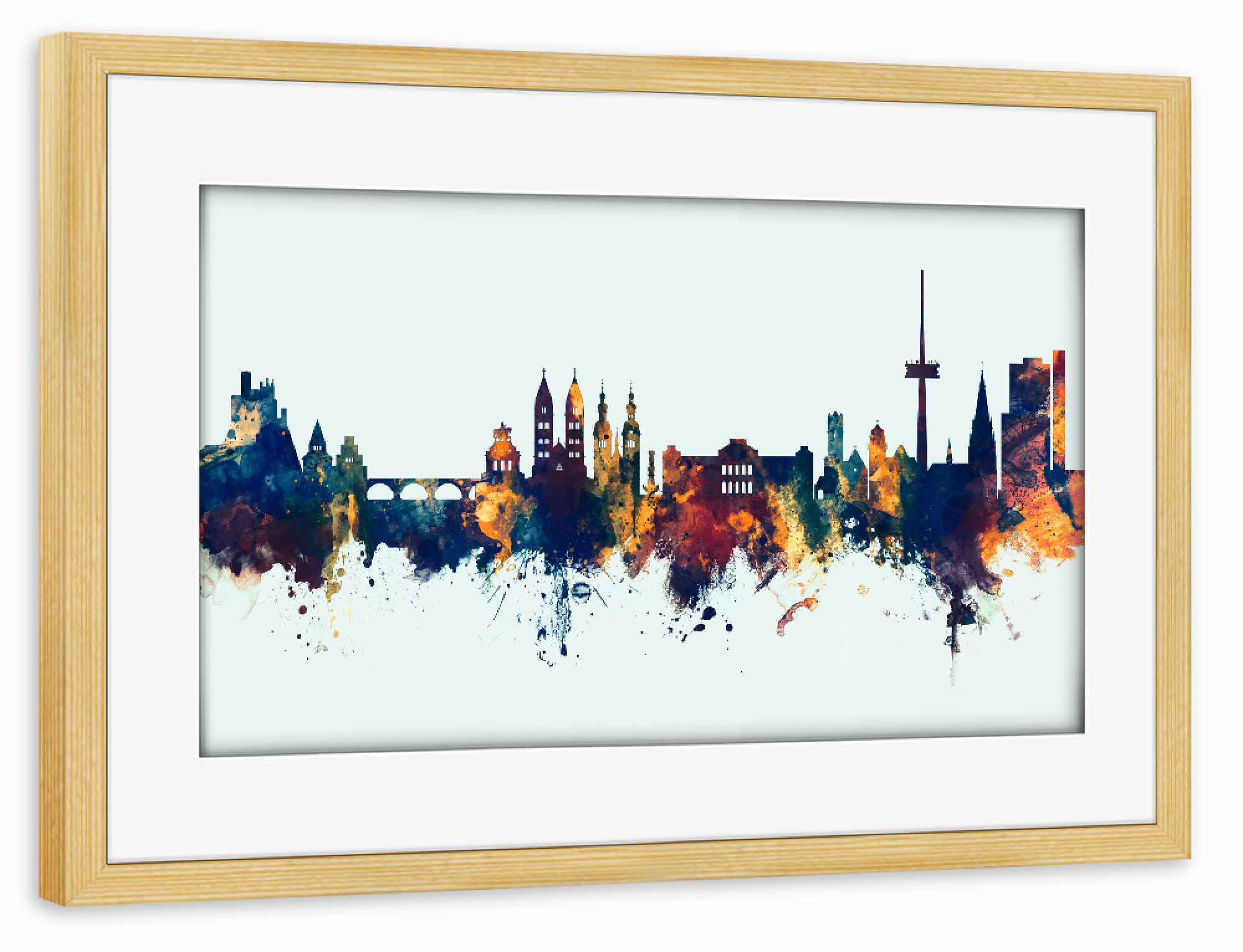 Poster mit Rahmen kiefer "Koblenz Germany Skyline Winter" artboxONE - Städte
