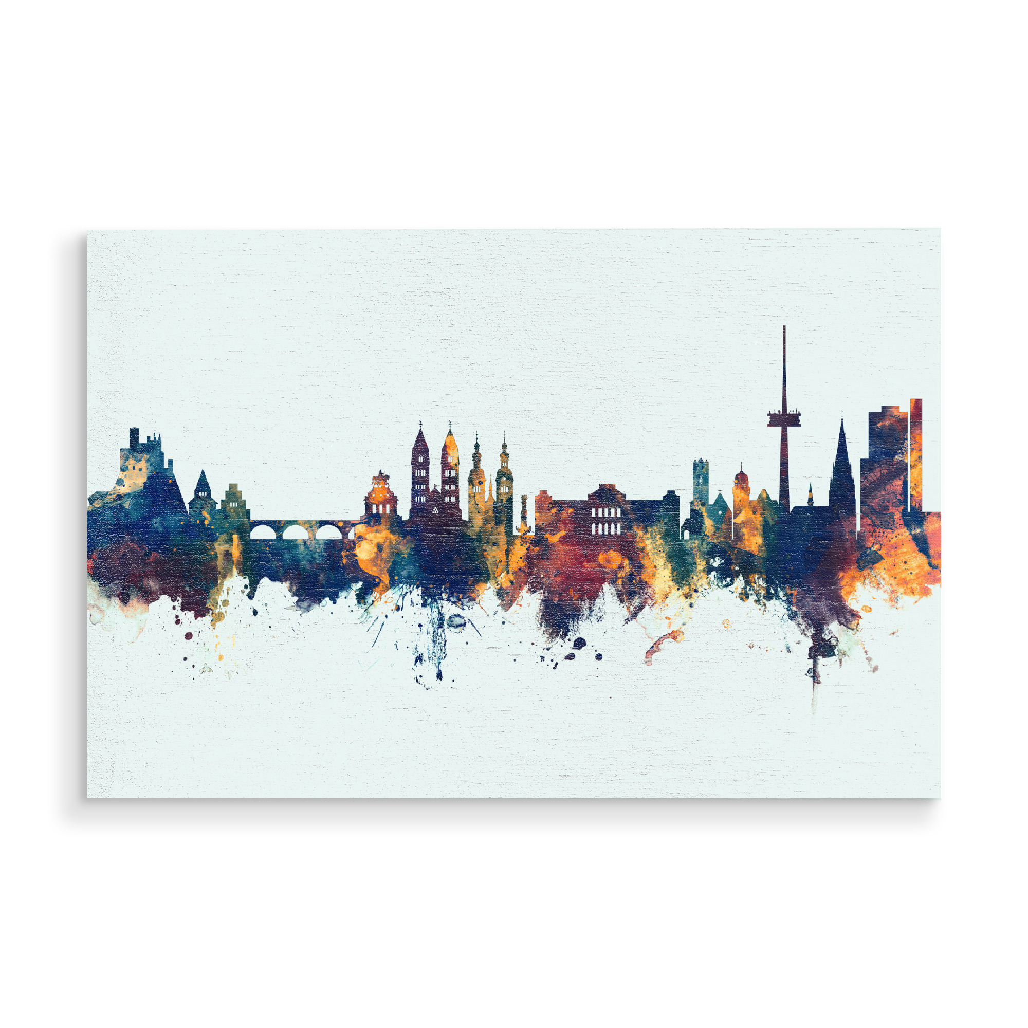 Holzbild "Koblenz Germany Skyline Winter" artboxONE - Städte