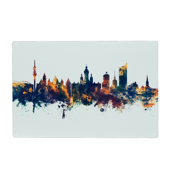 Metall Poster "Leipzig Germany Skyline Winter" artboxONE - Städte