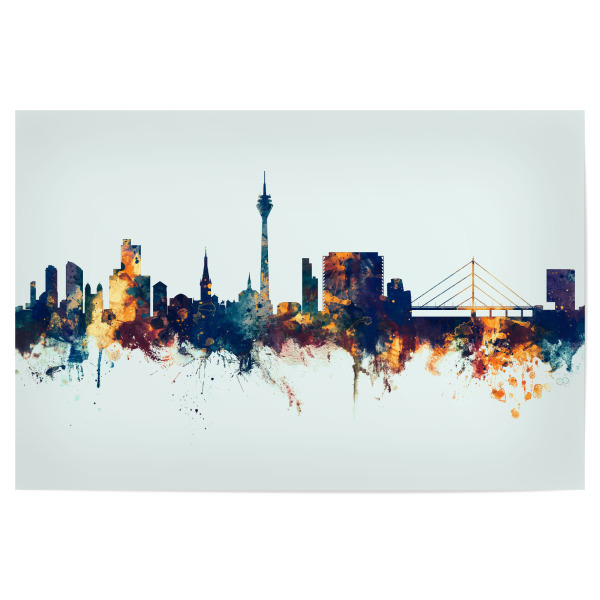 Poster "Düsseldorf Germany Skyline Winter" artboxONE - Städte