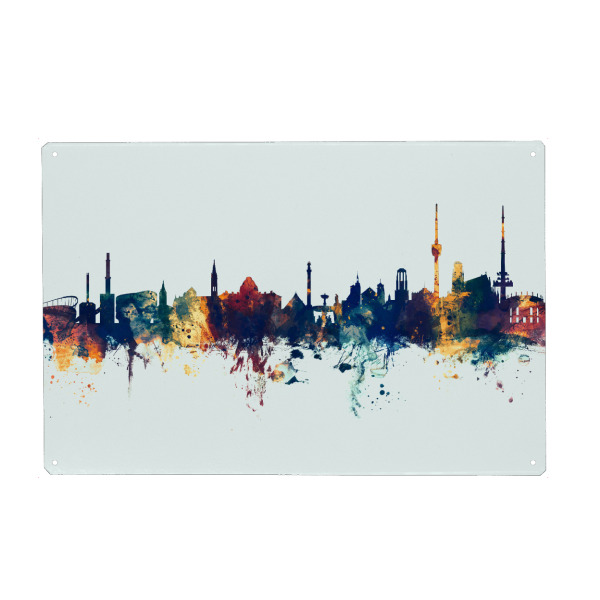 Holzbild "Stuttgart Germany Skyline Winter" artboxONE - Städte,Städte / Stuttgart