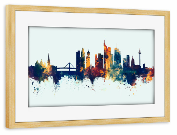Poster mit Rahmen kiefer "Frankfurt Germany Skyline Winter" artboxONE - Städte,Städte / Frankfurt