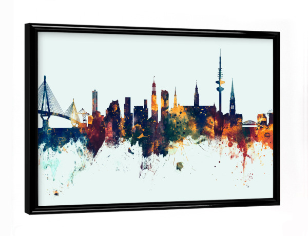Poster mit schwarzem Rahmen "Hamburg Germany Skyline Winter" artboxONE - Städte,Städte / Hamburg