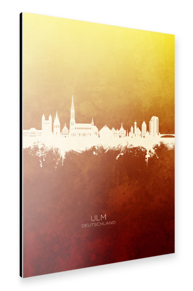 Alu-Dibond "Ulm Germany Skyline RedYellow" 30x20 cm artboxONE