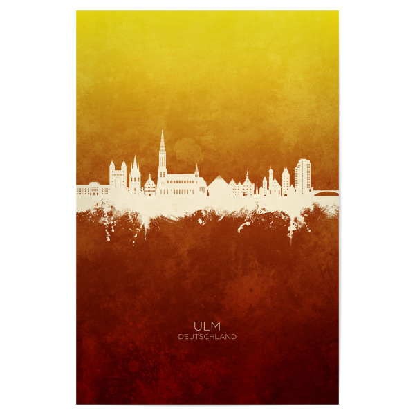 Poster 30x20 cm "Ulm Germany Skyline RedYellow" artboxONE - Städte