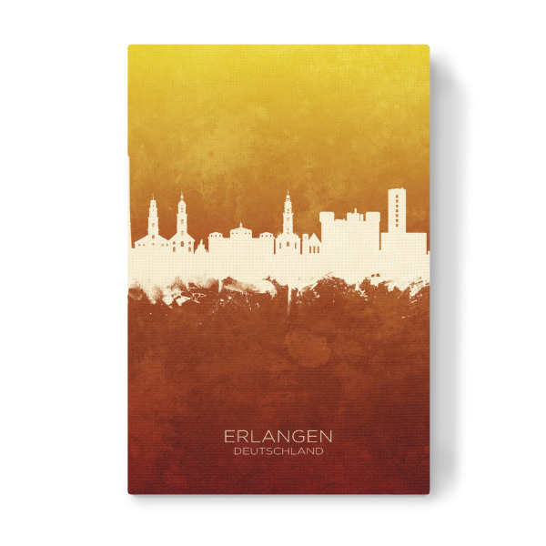 Leinwandbild "Erlangen Skyline RedYellow" artboxONE - Städte - Erlangen,Deutschland,Skyline,Cityscape,Stadtbild,Watercolor,Painting,City,Stadt,Germany