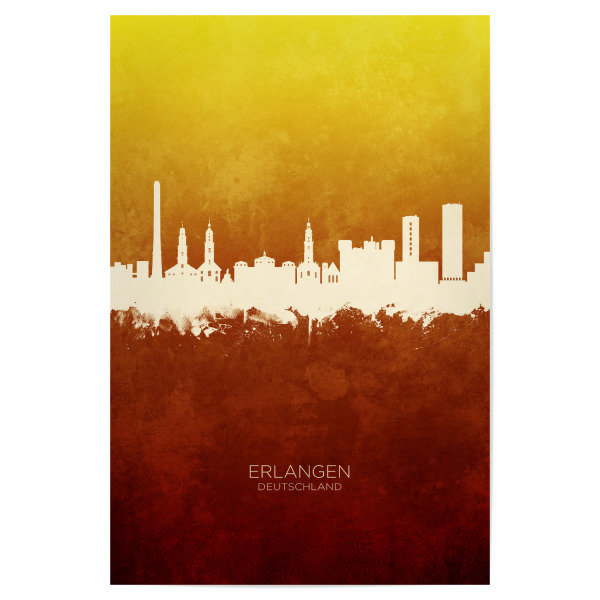 Poster 30x20 cm "Erlangen Skyline RedYellow" artboxONE - Städte