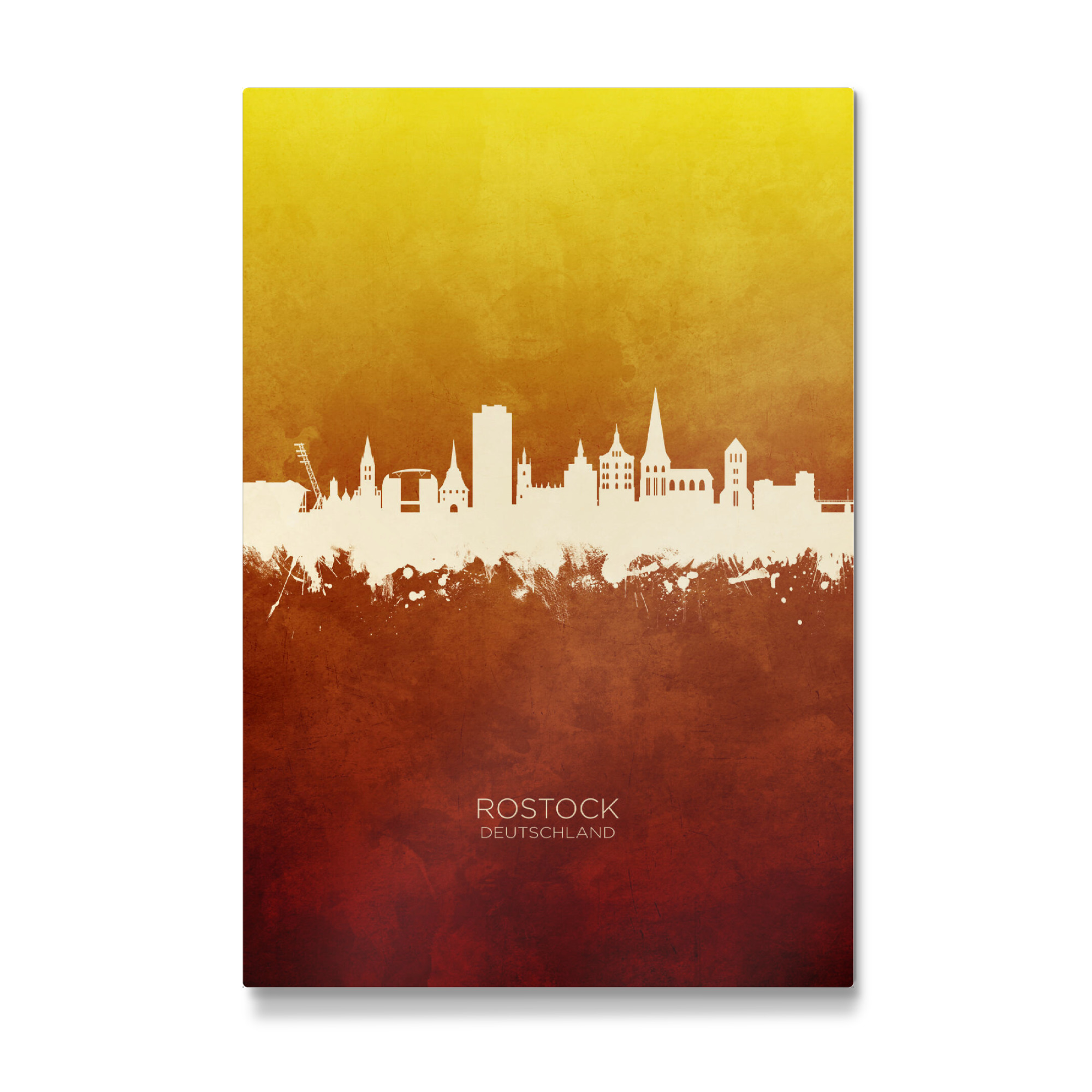 Galerie-Print "Rostock Germany Skyline RedYellow" 75x50 cm artboxONE