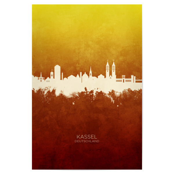Poster 30x20 cm "Kassel Germany Skyline RedYellow" artboxONE - Städte