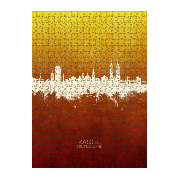 Puzzle Ravensburger "Kassel Germany Skyline RedYellow" artboxONE - Städte