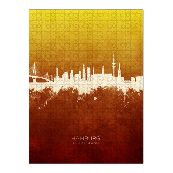 Puzzle Ravensburger "Hamburg Germany Skyline RedYellow" artboxONE - Städte,Städte / Hamburg